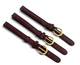 set of 3 Genuine Leather Band 8mm Flat Leather Watch Strap BURGUNDY/Gold Buckle