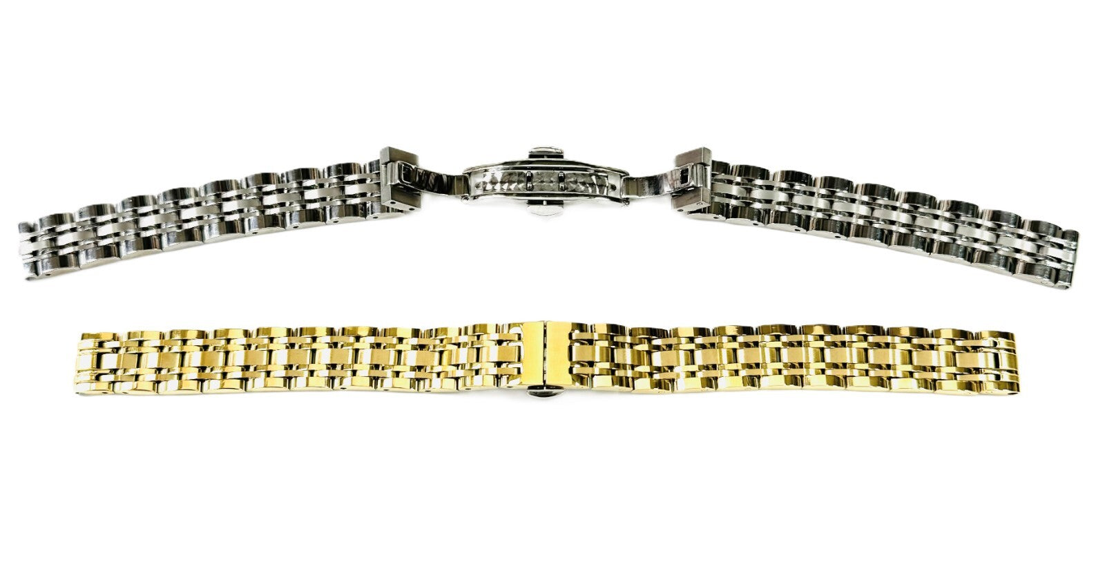 15mm Convertible-Ends 7-Link Stainless Steel Watch Band for Branded Watches