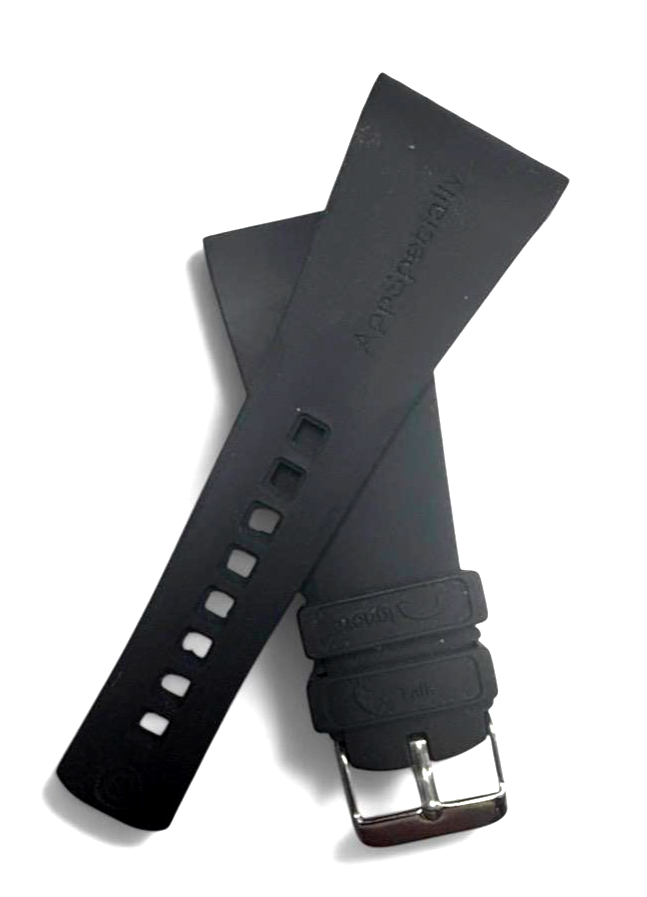 30mm Black Rubber Watch Band Premium Silicone Rubber Strap
