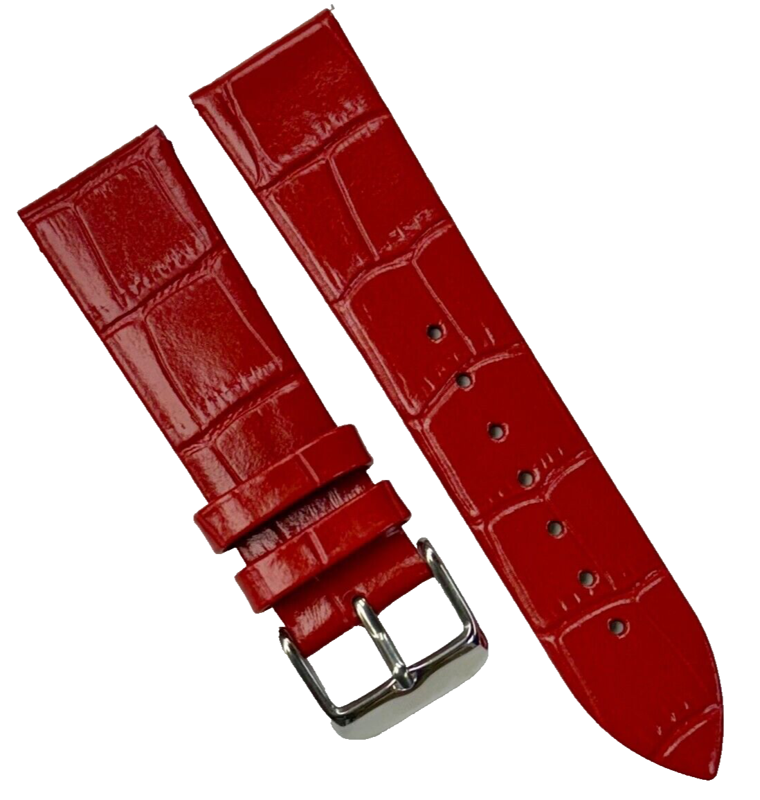 New Watch Band Short 20x16MM Genuine Leather Red Alligator Grain Flat Slim