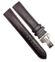 18mm BROWN Genuine Leather stitched Padded Watch Band With Deployment Buckle