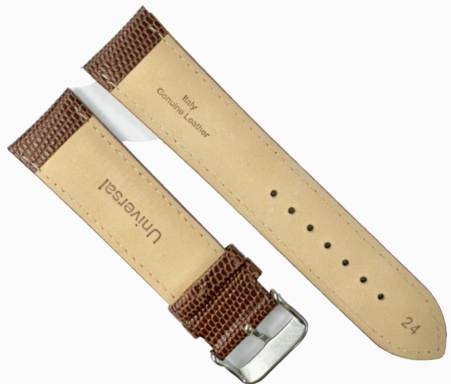 Best Quality WATCH BAND BROWN GENUINE LEATHER LIZARD GRAIN 24MM XL