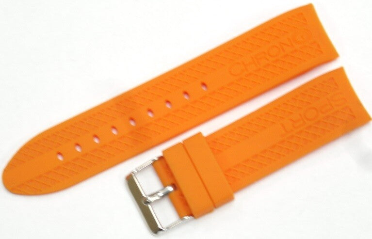 CURVED END SILICONE WATCH BAND, RUBBER STRAP 22MM