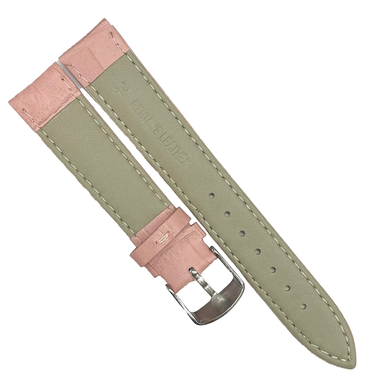 18 MM Pink Genuine Leather Alligator Grains Watch Band (Good Quality)
