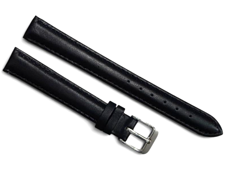 Black genuine calfskin leather watch strap band New-14mmXL