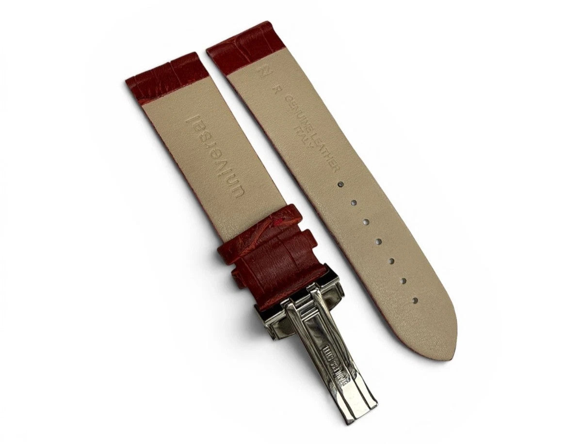 16MM 18MM 20MM 22MM 24MM RED WATCH BAND Alligator Grain Deployment Clasp