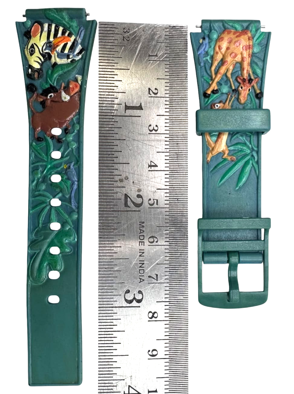 16MM PVC PLASTIC WATCH BAND GREEN JUNGLE THEME DESIGN
