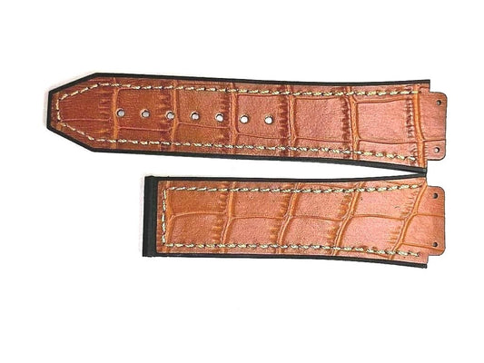 ALLIGATOR GRAIN LEATHER RUBBER WATCH BAND FOR HUBLOT WATCHES OF SIZE 19X22MM