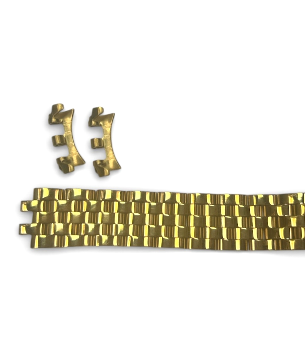 Top Quailty, Stainless steel Gold-tone Curved end Band for High end Watches-17mm