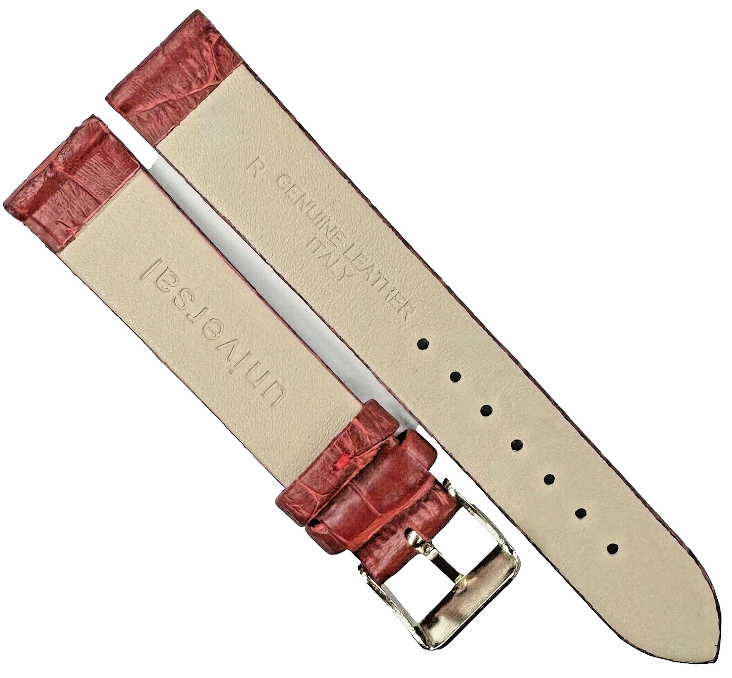 Good Quality Watch Band 20MM Genuine Leather Red Alligator Grain Flat