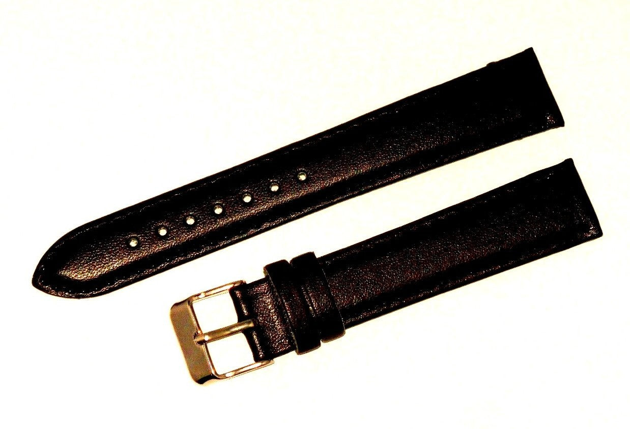 WATCH BAND DARK BROWN PLAIN GENUINE LEATHER 18MM 