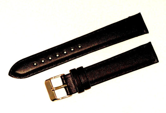 WATCH BAND DARK BROWN PLAIN GENUINE LEATHER 18MM 