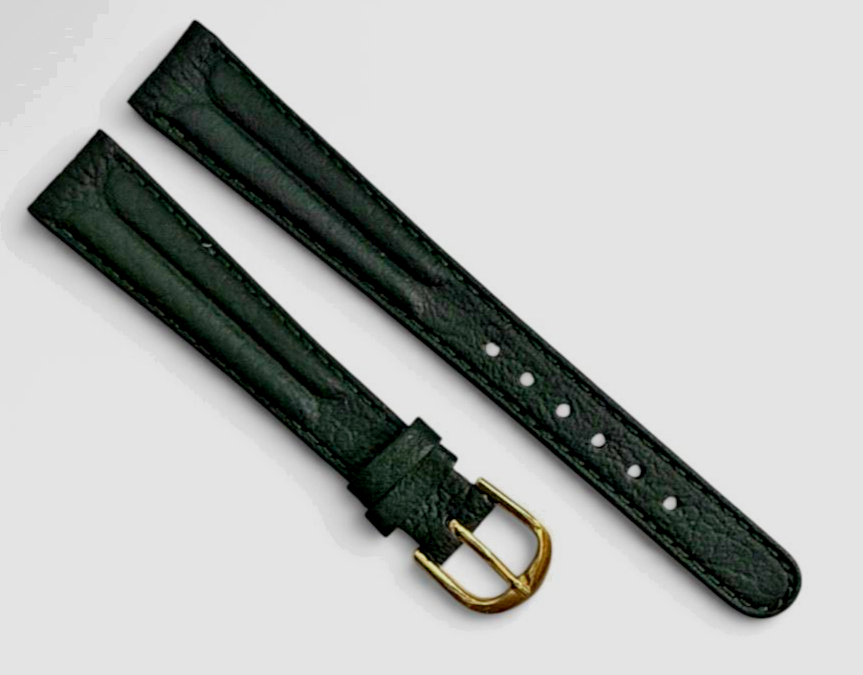 14mm Quality Genuine Leather Padded Green Color Watch Band (set of 3)