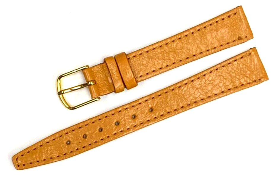 Watch Band TAN Color Genuine PIGSKIN Grain Flat, Stitched 14mm (A1 Quality)