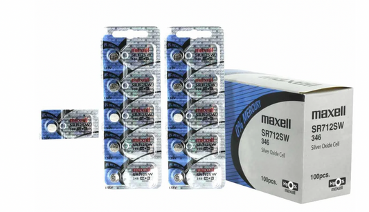 Maxell 346 (SR712SW) 1.55V Silver Oxide Watch Batteries – Pack of 100 Batteries