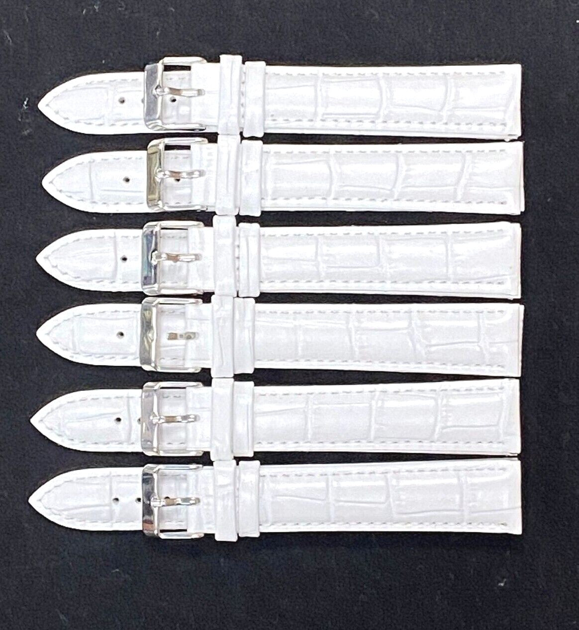 Lot of 6 Watch Band Genuine Leather Alligator White(PADDED) 16,18,20,22,24mm XXL