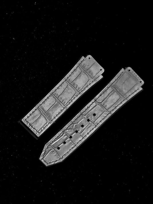 ALLIGATOR GRAIN LEATHER RUBBER WATCH BAND FOR HUBLOT WATCHES OF SIZE 19X22MM