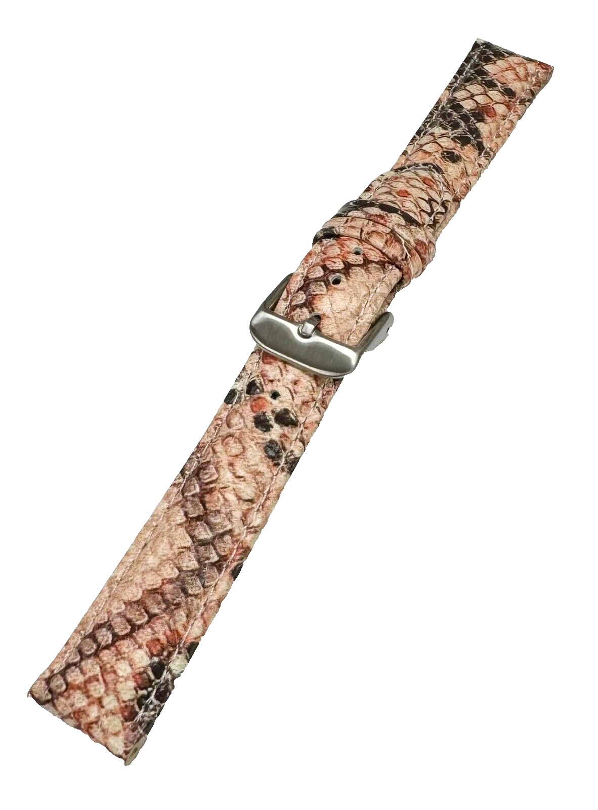 Lot of 6 Watch Band Multi-color Genuine Leather Snake Grain Padded Stitched 18MM