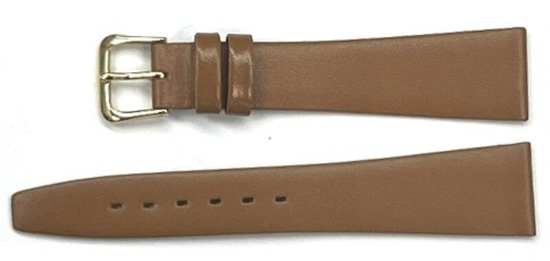 Watch Band Tan Genuine Leather Plain Flat 18/20mm ( Superior  Quality)