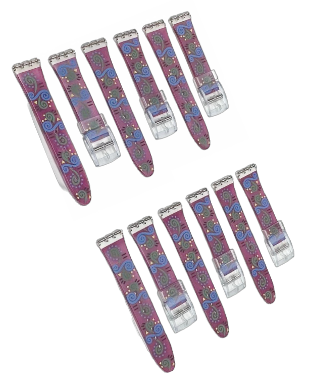 Plastic PVC Watch Band Strap Art Design Swatch Replacement Including Pins 17mm