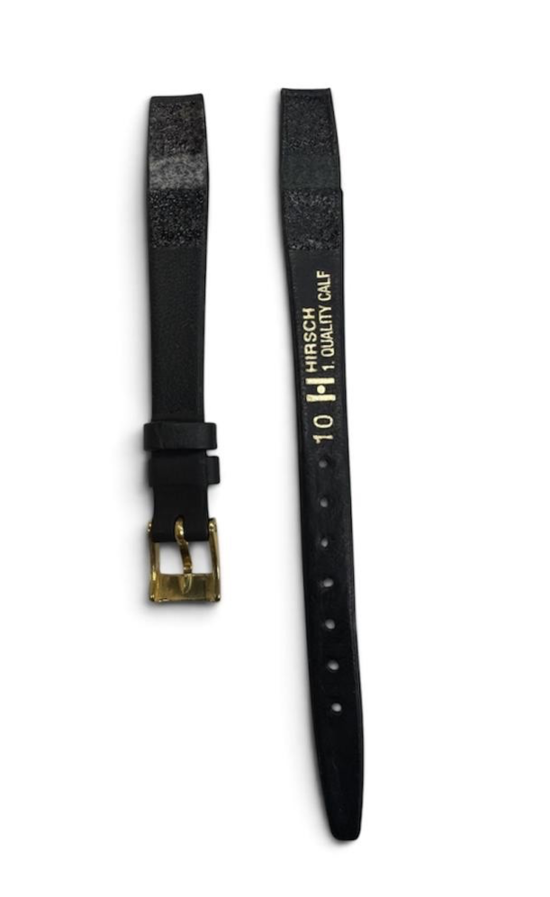 Hirsch  quality calf leather watch band strap open end -10mm- Black
