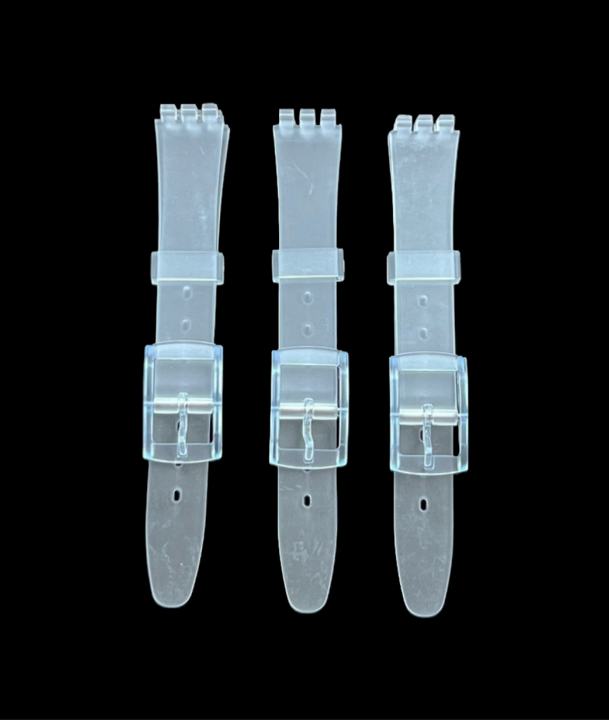 Swatch Replacement Plastic PVC Watch Band Flat Clear White without Pins 12mm