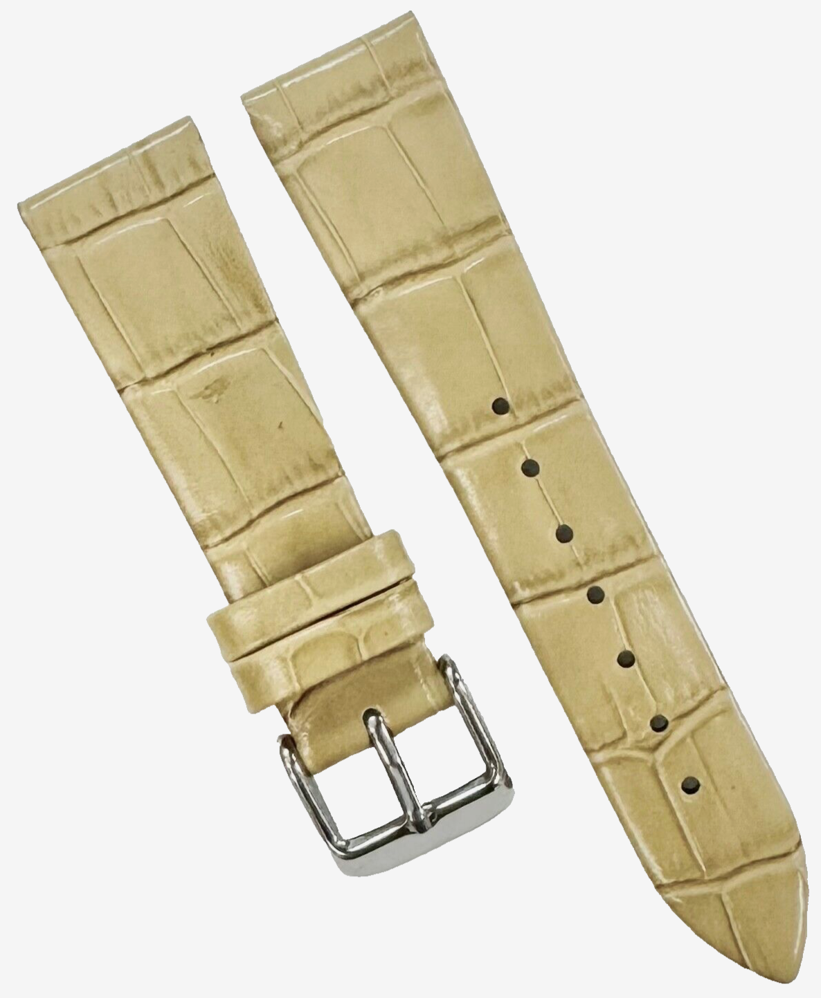 New Watch Band Beige Genuine Leather Alligator Grain (Flat, Short) 18x16MM