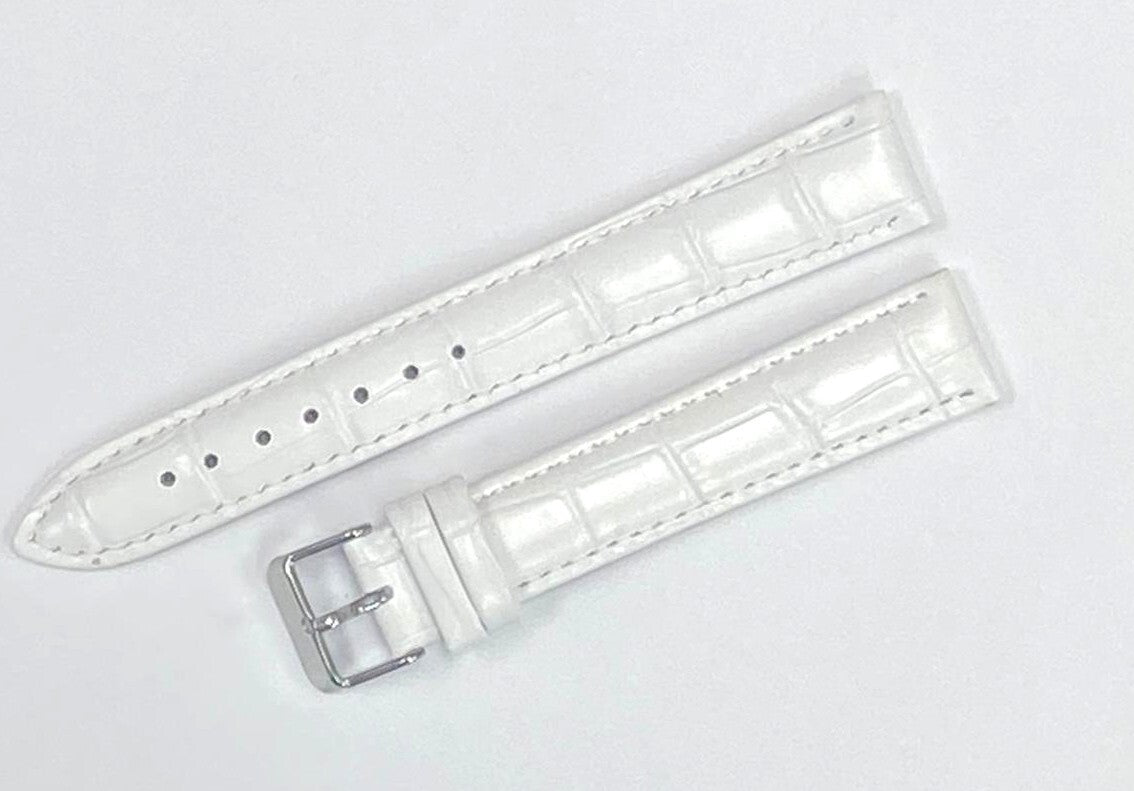 Lot of 6 Watch Band Genuine Leather Alligator White(PADDED) 16,18,20,22,24mm XXL
