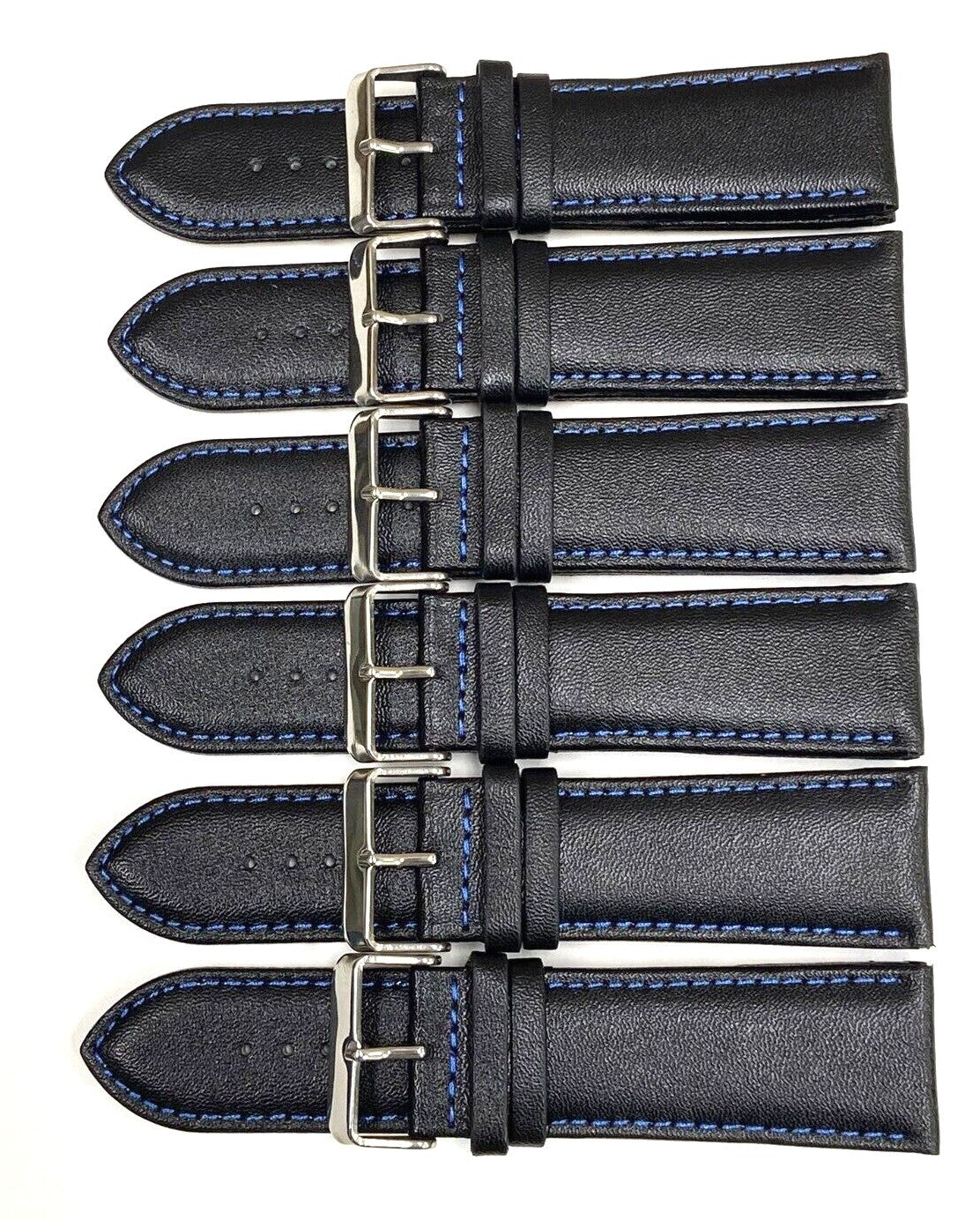 Watch Band Genuine Leather Plain PADDED With Stitches Black Color Of Size 26MM