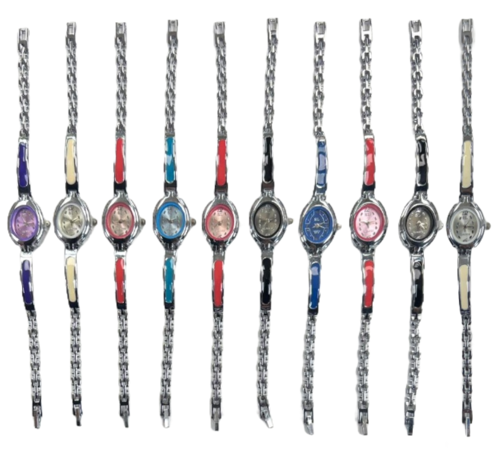 10pcs Set Women's Fashion Steel Band A07 Quartz Multi-Color Watch Bracelet