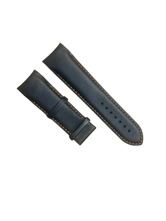 Tissot T610028614 Black Leather - Watch Band 24mm Lug 22mm Buckle -Orange Stitch