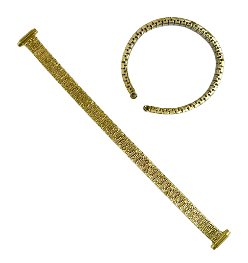 5 Pcs of 8-11MM GOLD Color Herringbone Pattern Stretch Band for Ladies Watches