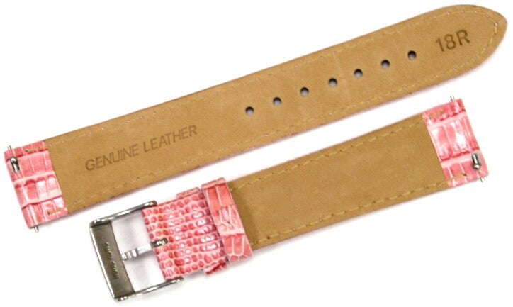 Watch Band Genuine Leather Lizard Grain Pink,Green 18mm Quick Release Pins