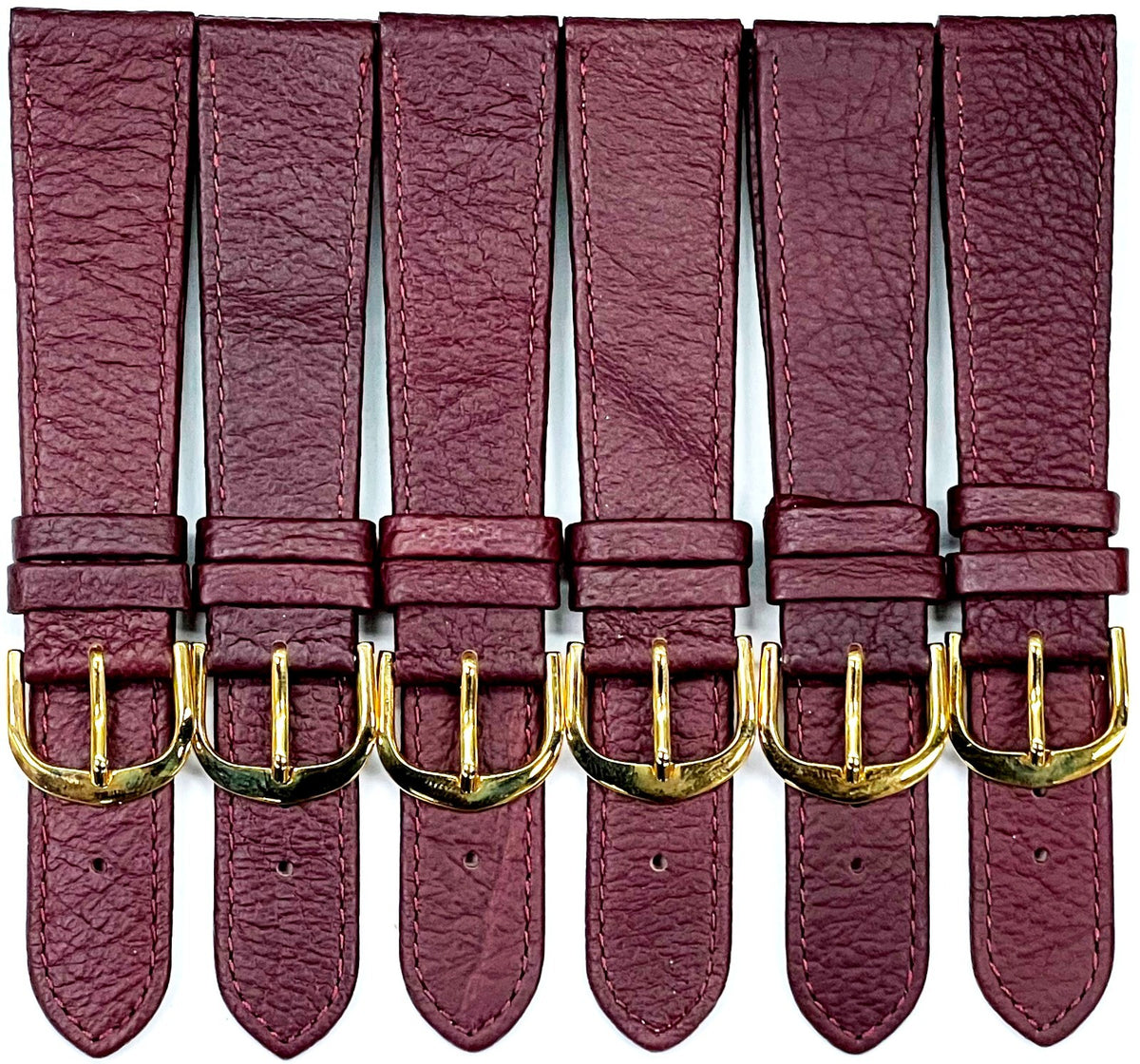 Lot of 6 Bands Genuine Leather Burgundy Color Plain Flat stitched ,20MM