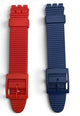SET OF 2 WATCH BAND FOR SWATCH 17 MM Red & Blue Speed Bump Style
