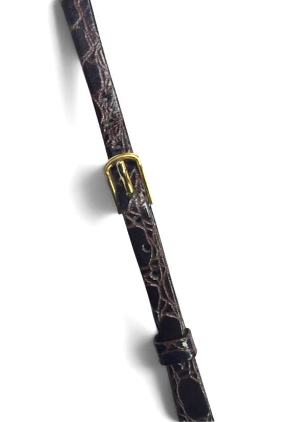 8mm Hirsch Crocodile Grain Dark Brown  Watch Band Regular