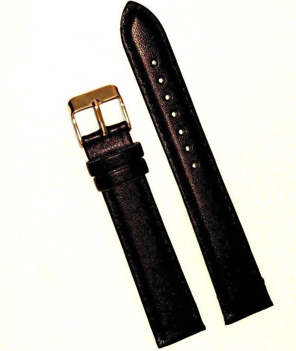 WATCH BAND DARK BROWN PLAIN GENUINE LEATHER 18MM 