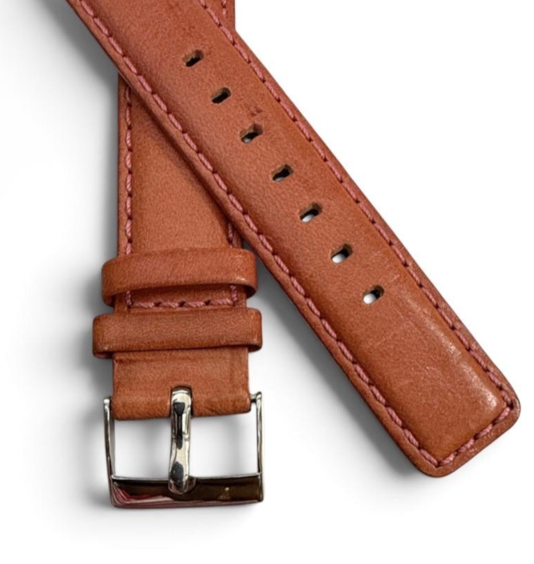 Genuine Calf Leather Watch Band | Padded | Tan color -18mm