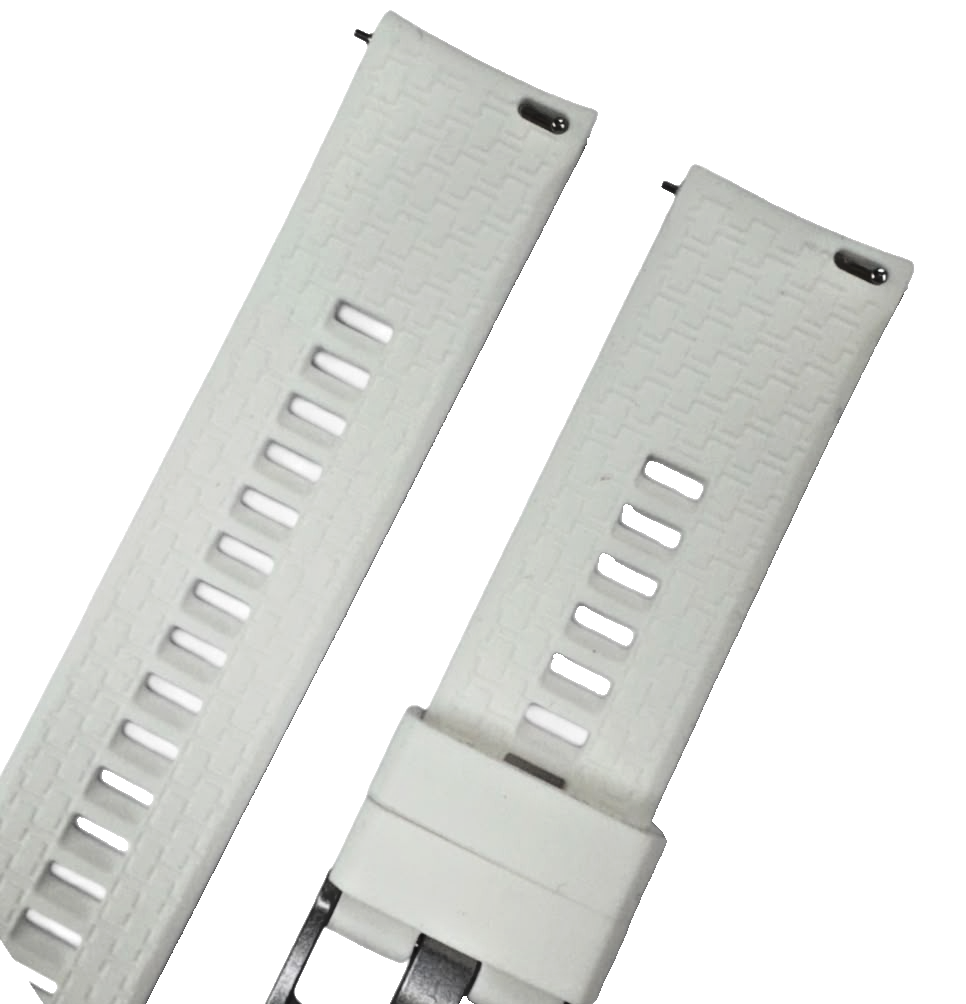 22 MM Rubber Silicone Sports Watch Band Quick Release Pin White Color