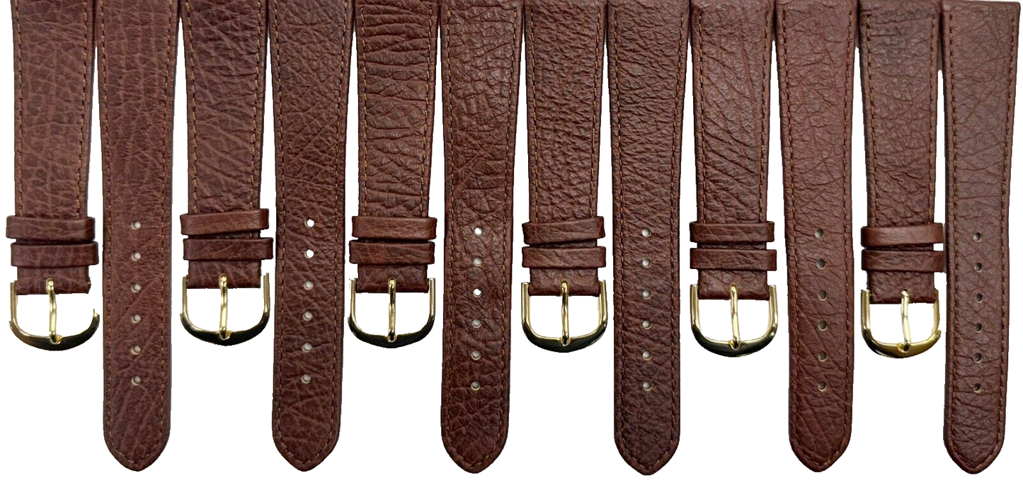 Lot of 6 Watch Bands Brown Genuine Leather  Flat Stitched 20mm