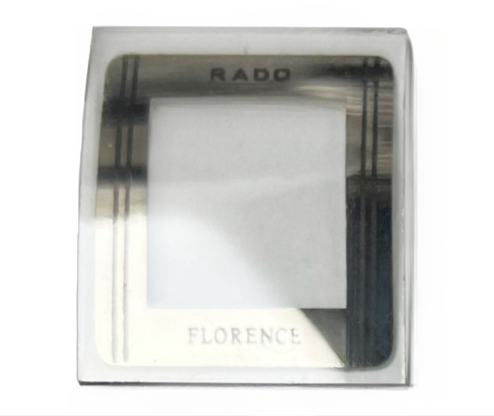 Mineral Crystals Rado Double Dome Rect Silver Trim Design (37.0×30.0)mm