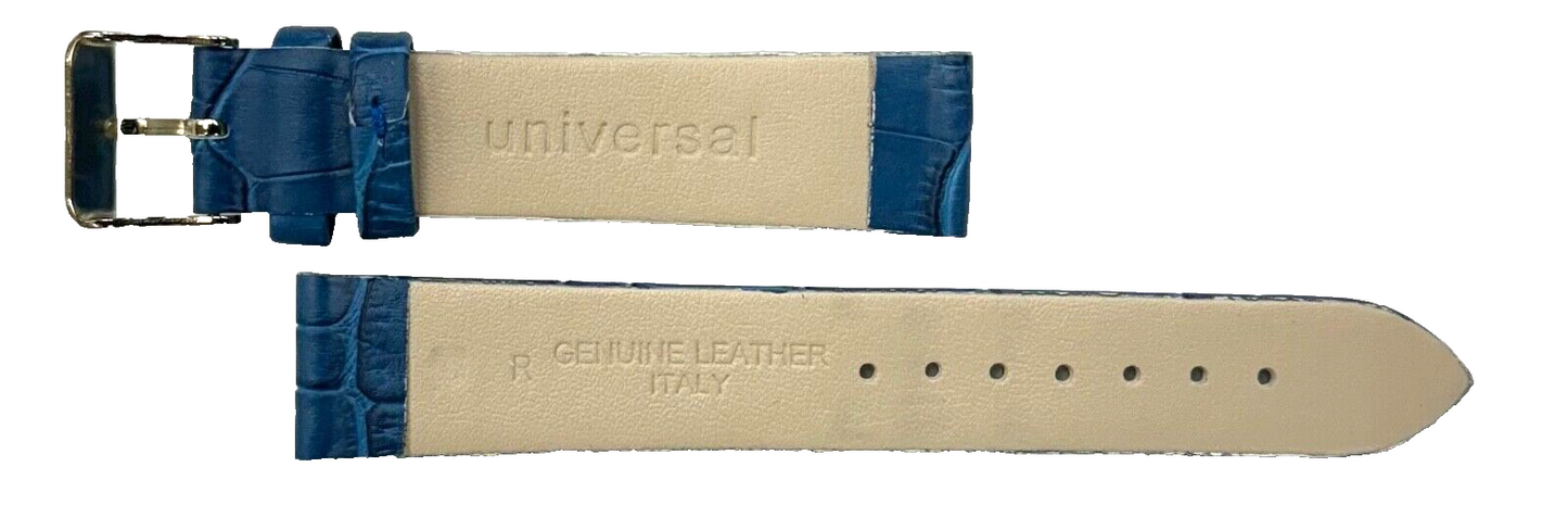 Watch Band Blue Genuine Leather Alligator Grain XL, Flat 20x18MM