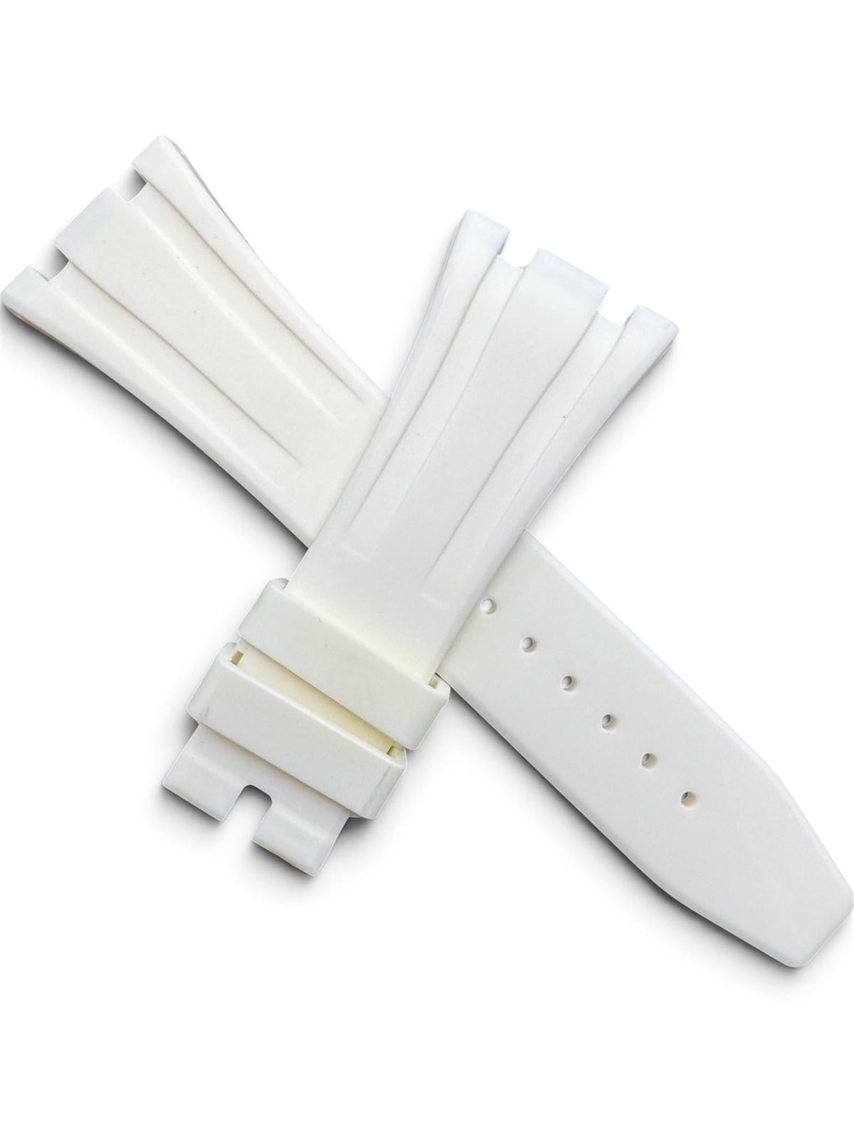 High-Quality Beige White Rubber Watch Band – 27mm for AP Watches | No Buckle