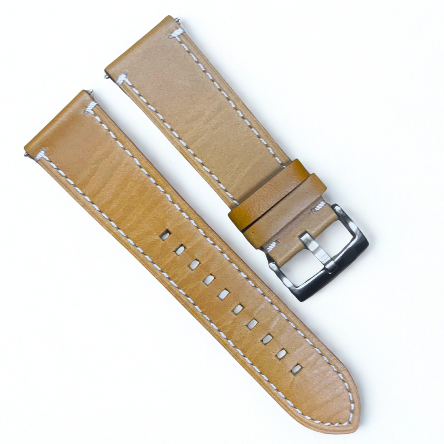 Top-Quality Genuine Leather Watch Band – Multiple Color w/ White Stitches