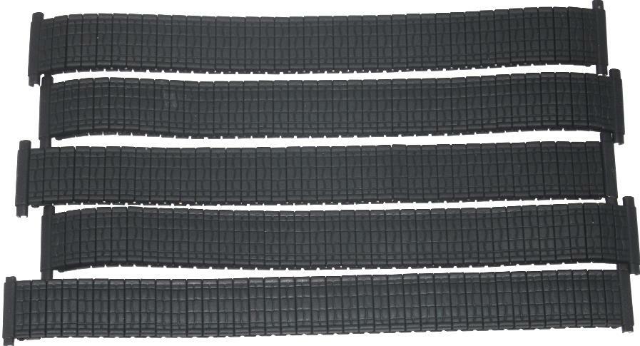 Lot of 5Pcs. Watch Bands Black Color Stretch Stainless Steel Fit 16mm to 22m