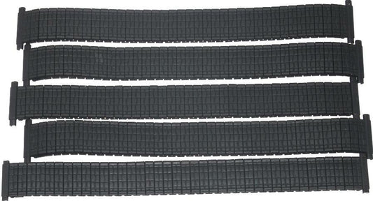 Lot of 5Pcs. Watch Bands Black Color Stretch Stainless Steel Fit 16mm to 22m