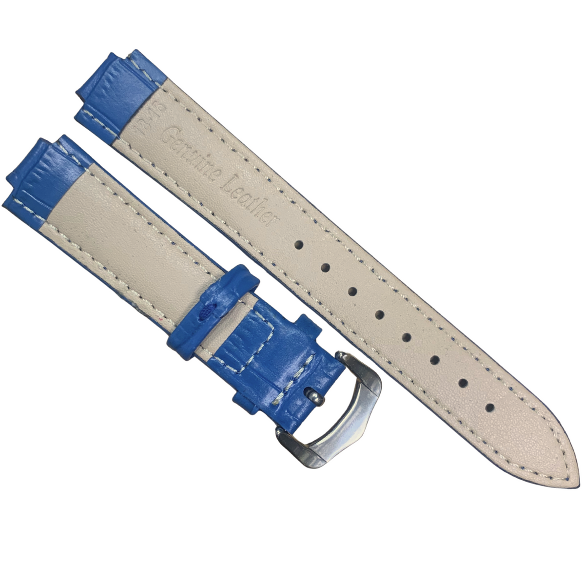 18mm Blue Genuine leather Band Strap Crocodile-Style w/ Buckle