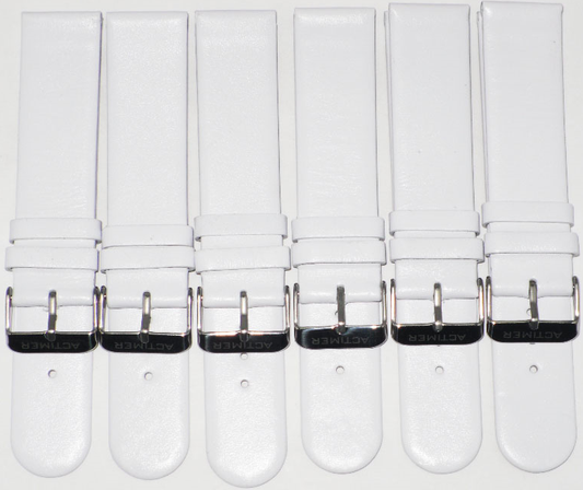  Lot of 6Pcs. Bands 20MM Plain White Genuine Leather Watch Band Flat