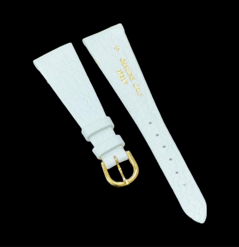 Premium Quality Watch Band White Plain Grain Genuine Leather 19MM