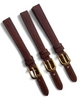 set of 3 Genuine Leather Band 10mm Flat Leather Watch Strap BURGUNDY/Gold Buckle